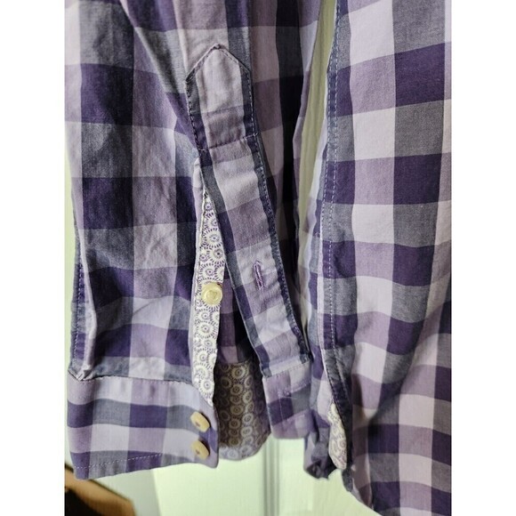 TED BAKER Endurance Men’s Flip Cuff Shirt Plaid Purple Sz 16 34/35 US Sz L NWOT - Picture 3 of 6